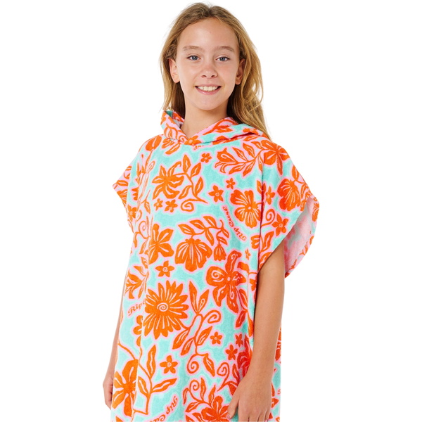 2026 Rip Curl Junior Mixed Cotton Hooded Poncho Towel 00HGTO - Teal